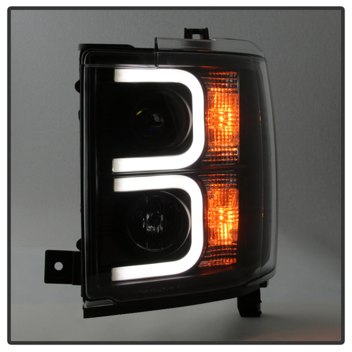 Spyder Chevy Silverado 2014-16 2500 HD Projector Headlights Light Bar DRL Blk PRO-YD-CSHD14-LBDRL-BK - Bull Strap