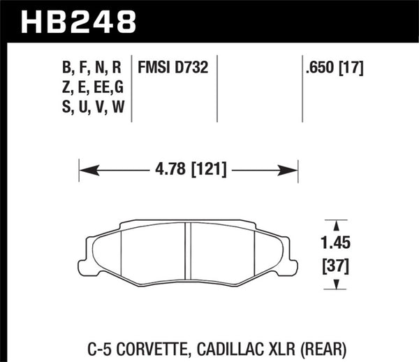 Hawk 97-06 Corvette (incl C5 Z06) Performance Ceramic Street Rear Brake Pads - Bull Strap