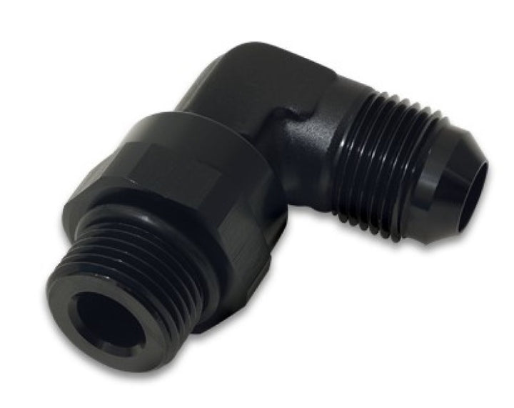 Vibrant -10AN Male Flare to Male -8 ORB Swivel 90 Degree Adapter - Anodized Black - Bull Strap