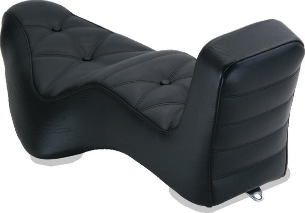 Mustang 08-21 HD Electra Glide,Rd Glide,Rd King,Str Glide Driver Backrest - Black w/ Red Stitching - Bull Strap