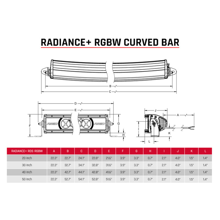 Rigid Industries Radiance+ Curved 30in. RGBW Light Bar - Bull Strap