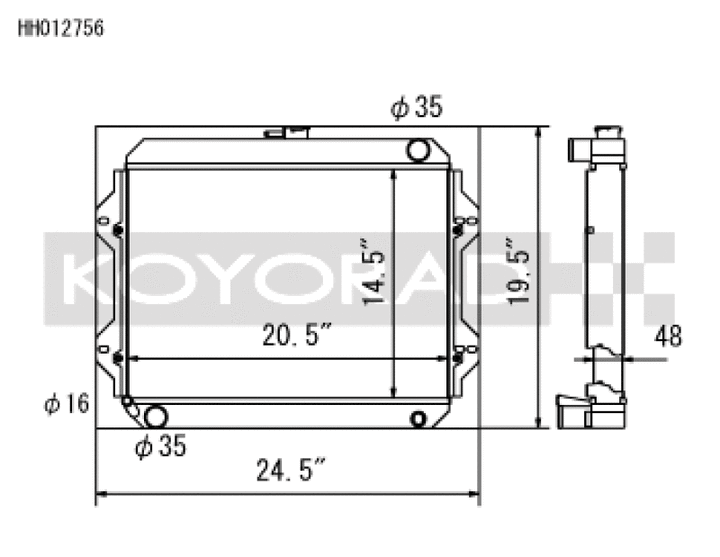 Koyo 76-77 Toyota Celica 2.2L I4 (MT) Radiator - Bull Strap