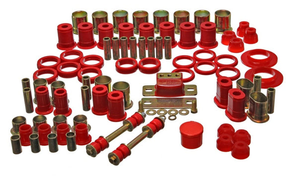 Energy Suspension 66-72 Oldsmobile Cutlass/442/F-85/Europa Red Hyper-flex Master Bushing Set - Bull Strap