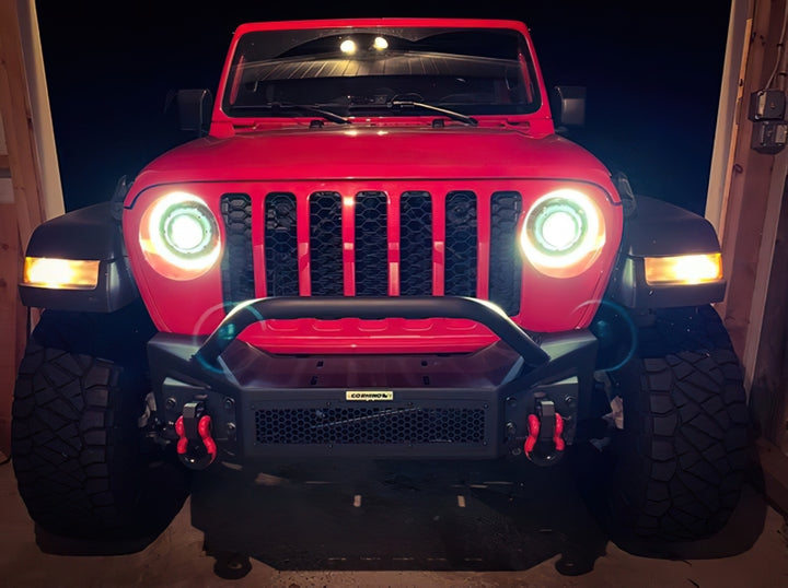 Oracle Oculus Bi-LED Projector Headlights for Jeep JL/Gladiator JT - Matte Blk - 5500K - Bull Strap