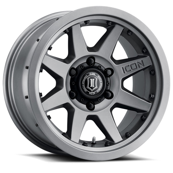 ICON Rebound Pro 17x8.5 5x5 -6mm Offset 4.5in BS 71.5mm Bore Titanium Wheel - Bull Strap