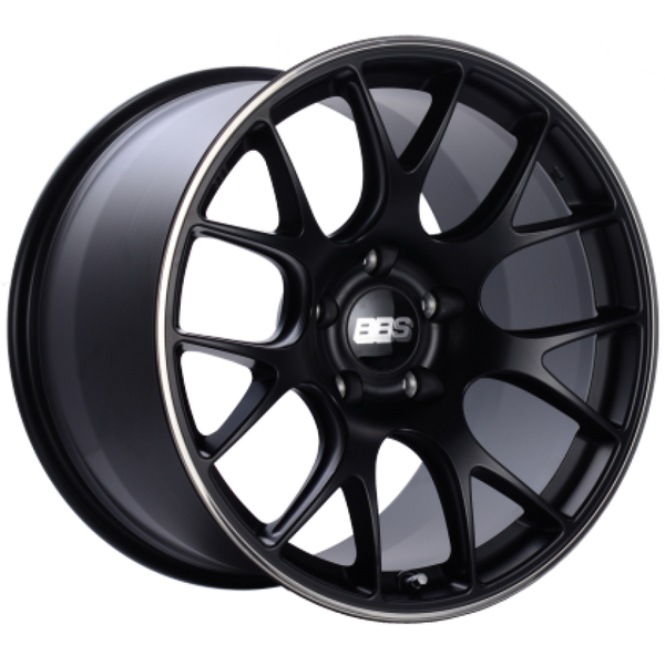 BBS CH-R 19x8.5 5x112 ET40 Satin Black Polished Rim Protector Wheel -82mm PFS/Clip Required - Bull Strap
