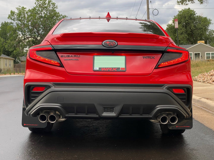 Rally Armor 22-25 Subaru WRX Black UR Mud Flap w/Red Logo - Bull Strap