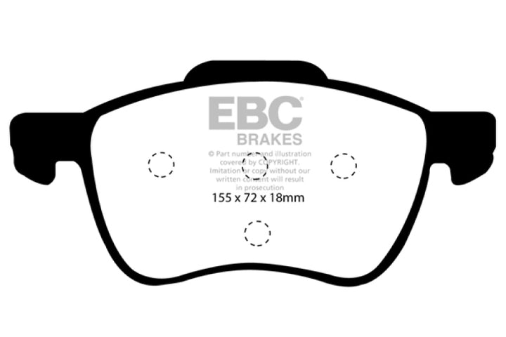 EBC 01-05 Volvo S60 2.3 Turbo T5 Redstuff Front Brake Pads - Bull Strap