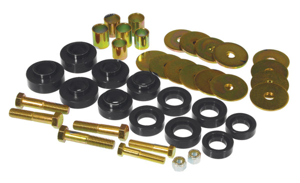 Prothane 67-81 Chevy Camaro Body Mount Kit w/ Hardware - Black - Bull Strap