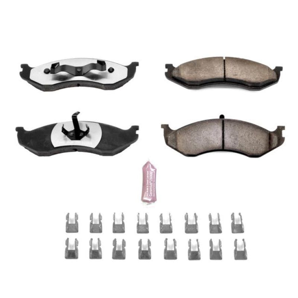 Power Stop 90-01 Jeep Cherokee Front Z36 Truck & Tow Brake Pads w/Hardware - Bull Strap