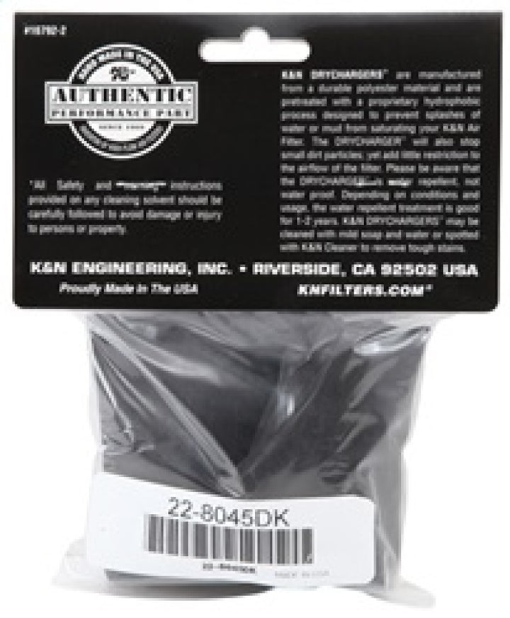 K&N 6in ID x 6inH Closed Top Black Drycharger Air Filter Wrap - Bull Strap