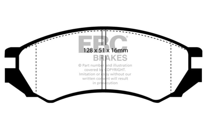 EBC 91-93 Nissan NX 2.0 (ABS) Yellowstuff Front Brake Pads - Bull Strap