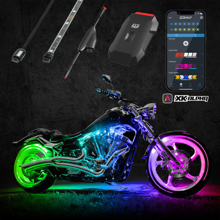 XK Glow XKchrome Advanced App Control LED Whip Light Kit for 4x4 Offroad UTV ATV 1x 48In 2nd Gen - Bull Strap