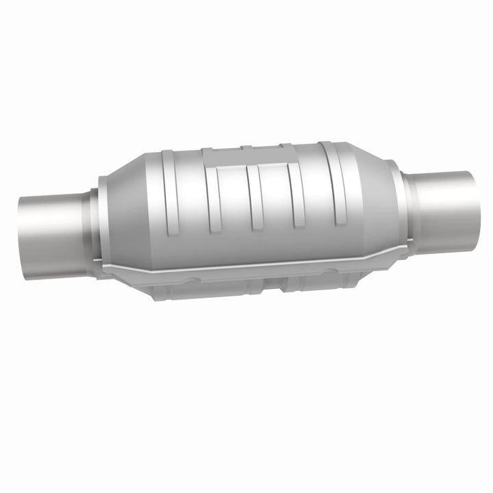 MagnaFlow Conv Univ 2in Inlet/Outlet Ctr/Ctr Round 9in Body L x 5.125in W x 13in Overall L 49 State - Bull Strap