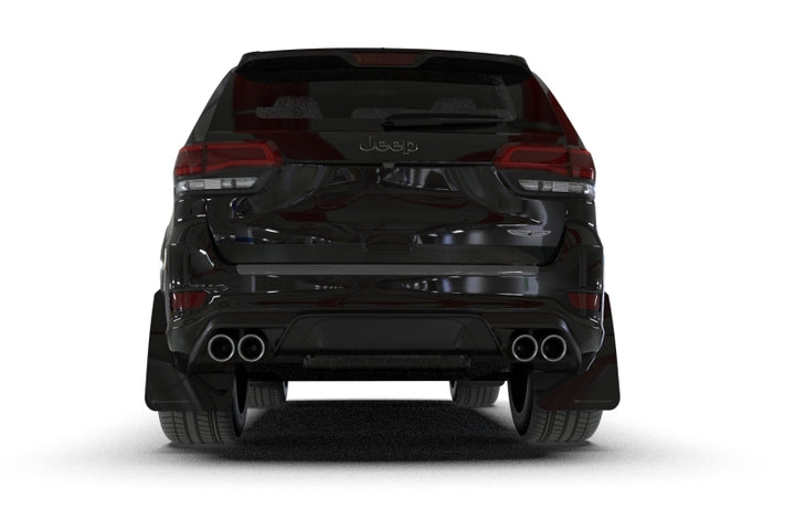 Rally Armor 18-22 Jeep Grand Cherokee SRT Trackhawk Black UR Mud Flap - Red Logo - Bull Strap