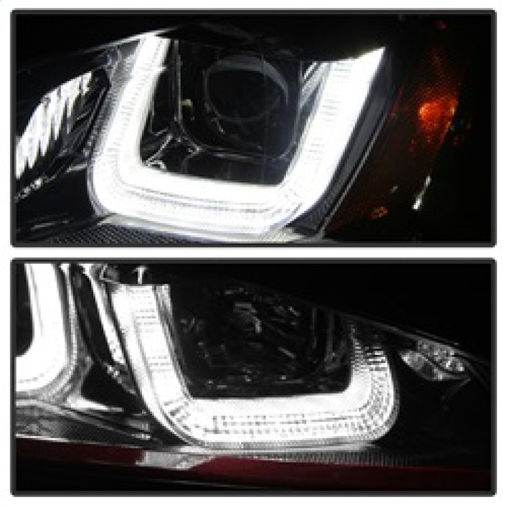 Spyder Volkswagen Golf VII 14-16 Projector Headlights DRL LED Red Stripe Blk PRO-YD-VG15-RED-DRL-BK - Bull Strap