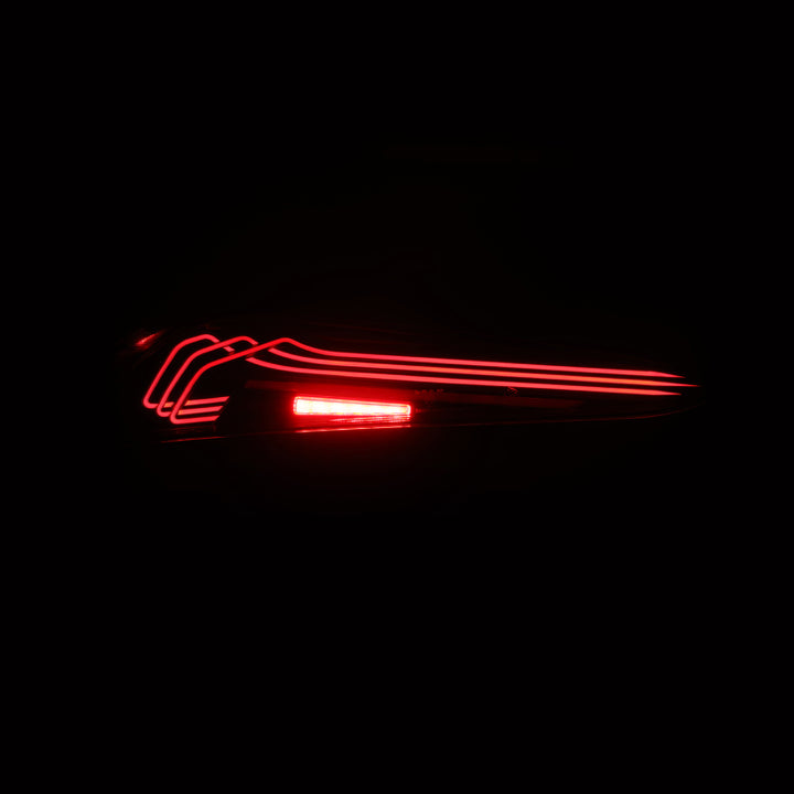 AlphaRex 20-24 Toyota Supra LUXX-Series Laser Style LED Tail Lights Black-Red - Bull Strap