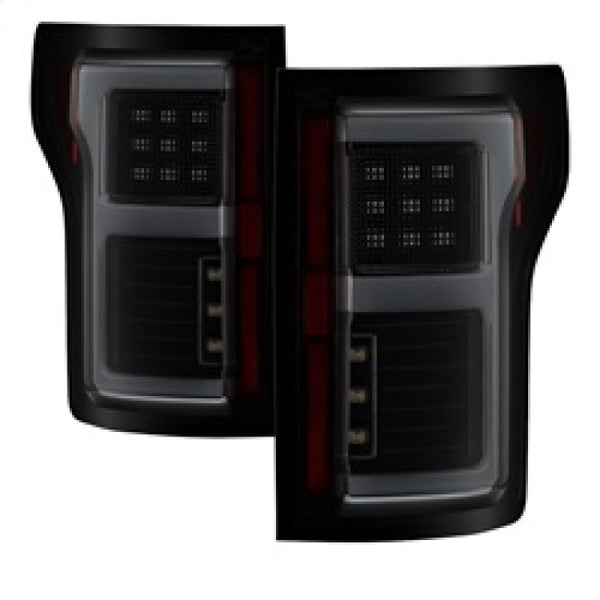 Spyder 15-17 Ford F-150 LED Tail Lights (w/Blind Spot) - Black Smoke (ALT-YD-FF15015BS-LBLED-BSM) - Bull Strap