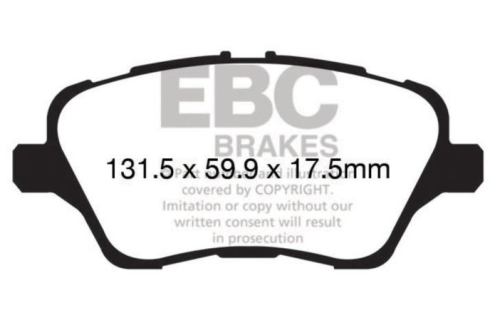 EBC 13+ Ford Fiesta 1.6 Turbo ST Yellowstuff Front Brake Pads - Bull Strap