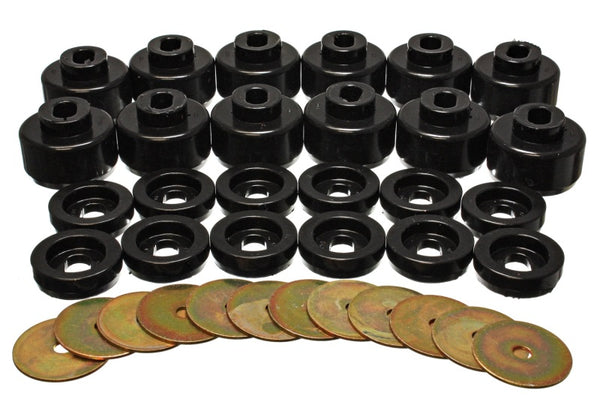Energy Suspension Body Mount Set - Black - Bull Strap