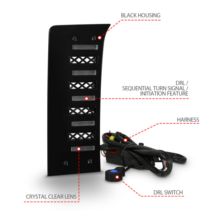 ANZO 22-24 Toyota Tundra (w/Factory LED Refl. & OE Bumper) Z-Series Full LED DRL Vent Lights - Pair - Bull Strap