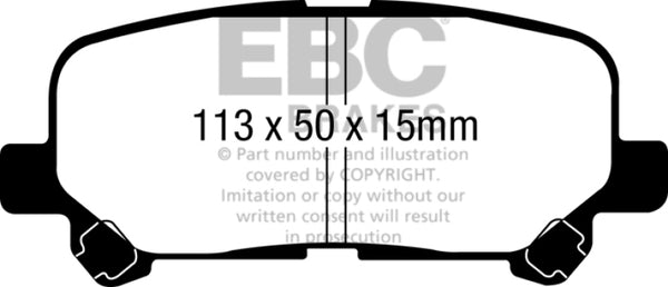 EBC 07-13 Acura MDX 3.7 Yellowstuff Rear Brake Pads - Bull Strap