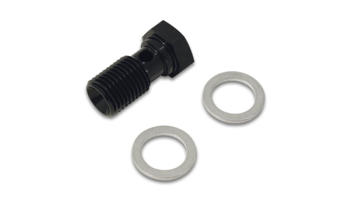 Vibrant Aluminum Banjo Bolt w/ 2 Washers (M12x1.25 20mm LG) - Anodized Black - Bull Strap