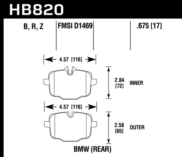 Hawk 12-17 BMW M6 / 14-17 BMW M6 Gran Coupe / 13-16 BMW M5 Performance Ceramic Rear Brake Pads - Bull Strap