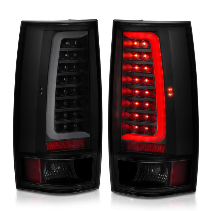 ANZO 2007-2014 Chevy Tahoe LED Taillight Plank Style Black w/Smoke Lens - Bull Strap