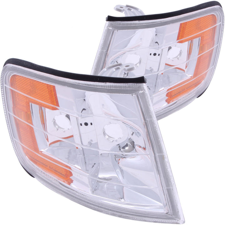 ANZO Corner Lights 1994-1997 Honda Accord Euro Corner Lights Chrome w/ Amber Reflector - Bull Strap