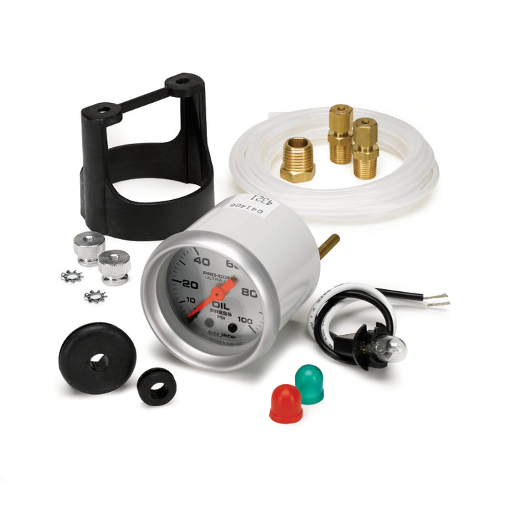 Autometer Ultra-Lite 52mm 0-100 PSI Mechanical Oil Pressure Gauge - Bull Strap
