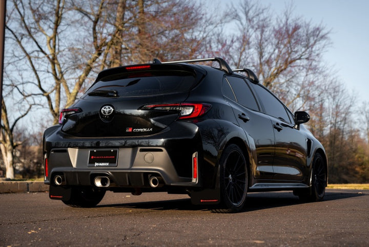 Rally Armor 23-25 Toyota GR Corolla Black UR Mud Flap w/White Logo - Bull Strap
