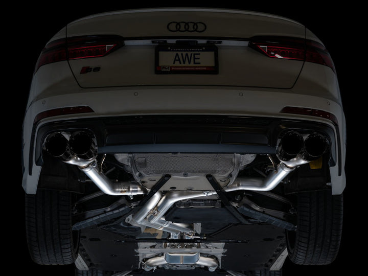 AWE Tuning 19-23 Audi C8 S6/S7 2.9T V6 AWD Track Edition Exhaust - Diamond Black Tips - Bull Strap