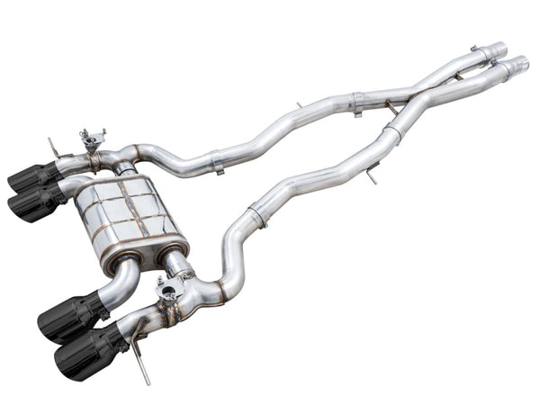 AWE SwitchPath Catback Exhaust for BMW G8X M3/M4 - Diamond Black Tips - Bull Strap