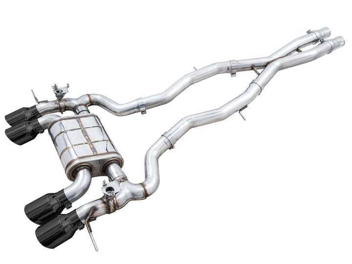 AWE SwitchPath Catback Exhaust for BMW G8X M3/M4 - Diamond Black Tips - Bull Strap