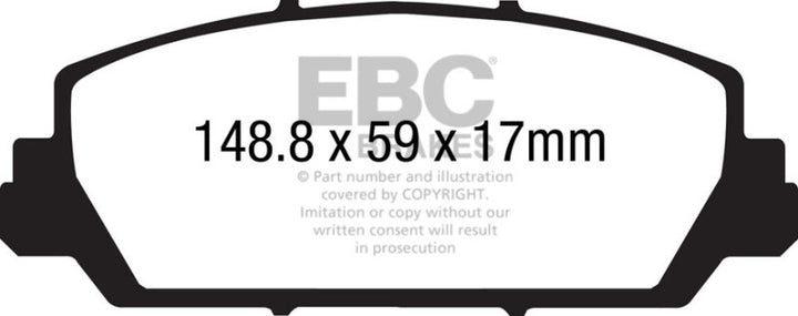 EBC 12+ Acura RDX 3.5 Yellowstuff Front Brake Pads - Bull Strap