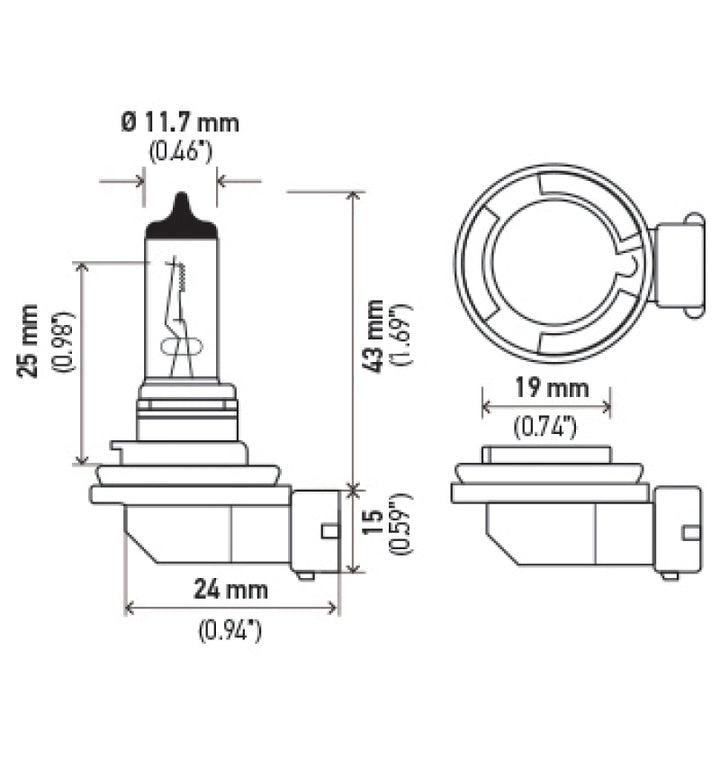 Hella H11 12V 55W Xenon White XB Bulb (Pair) - Bull Strap