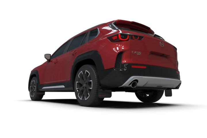 Rally Armor 23-25 Mazda CX-50 (Will Not Fit CX-5) Black UR Mud Flap W/White Logo - Bull Strap