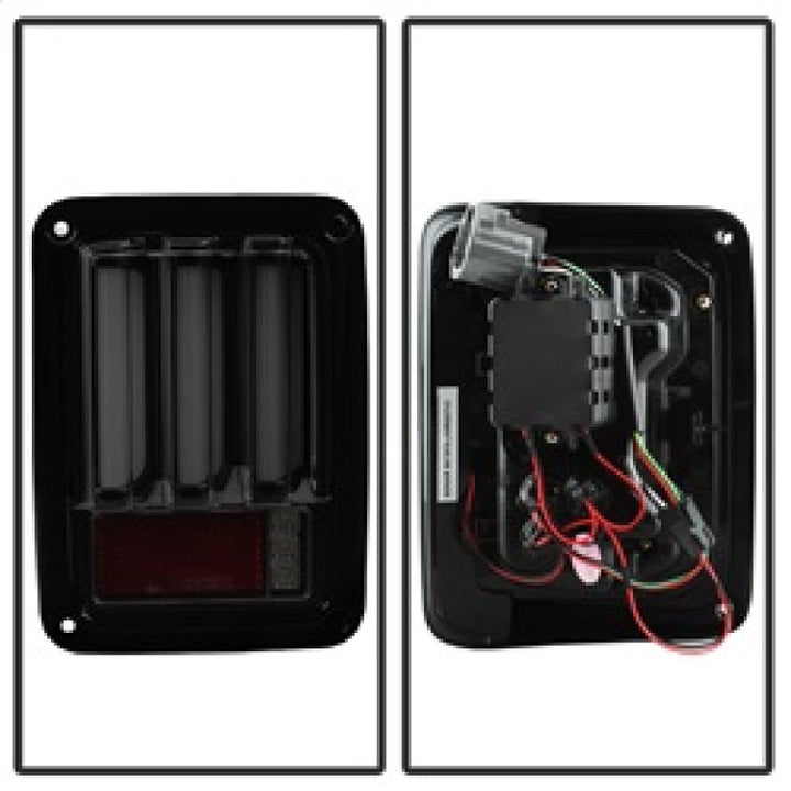 Spyder 07-16 Jeep Wrangler Version 2 Light Bar LED Tail Lights - Smoke (ALT-YD-JWA07V2-LBLED-BSM) - Bull Strap