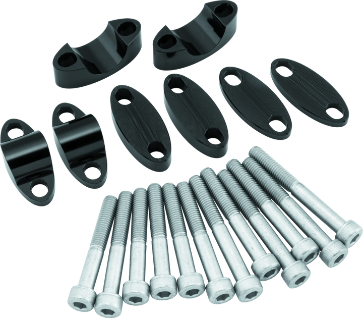 BikeMaster Aluminum Handlebar Risers 1-1/8in - Black - Bull Strap