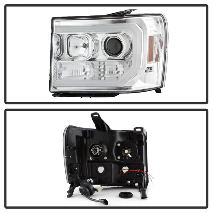 Spyder GMC Sierra 1500/2500/3500 07-13 V2 Projector Headlights - Chrome PRO-YD-GS07V2-LBDRL-C - Bull Strap