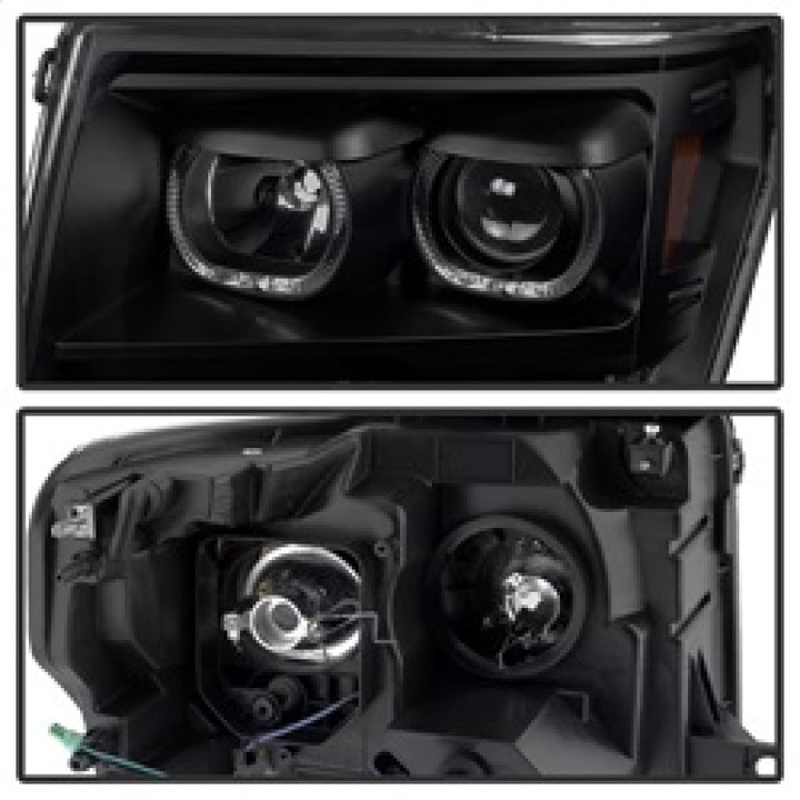 xTune Ford F150 09-14 Projector Headlights Halogen Model Only LED Halo Black PRO-JH-FF15009-CFB-BK - Bull Strap