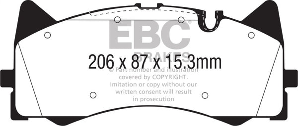 EBC 2015+ Mercedes-Benz C63 AMG (W205) 4.0L Twin Turbo Redstuff Front Brake Pads - Bull Strap