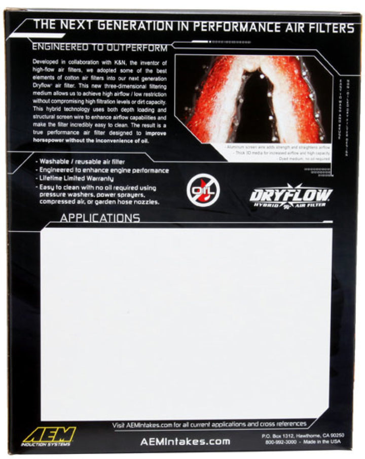 AEM 13-20 Nissan Sentra 1.8L DryFlow Air Filter - Bull Strap