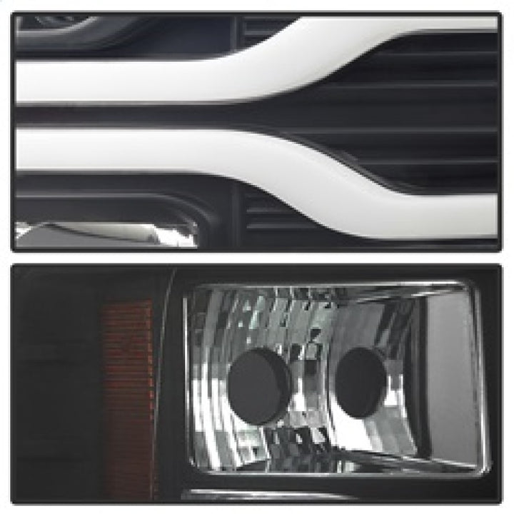 Spyder Chevy Silverado 1500 07-13 Version 3 Projector Headlights - Black PRO-YD-CS07V3-LBDRL-BK - Bull Strap