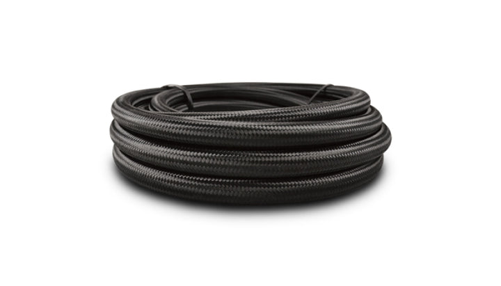 Vibrant -4 AN Black Nylon Braided Flex Hose w/ PTFE liner (10FT long) - Bull Strap