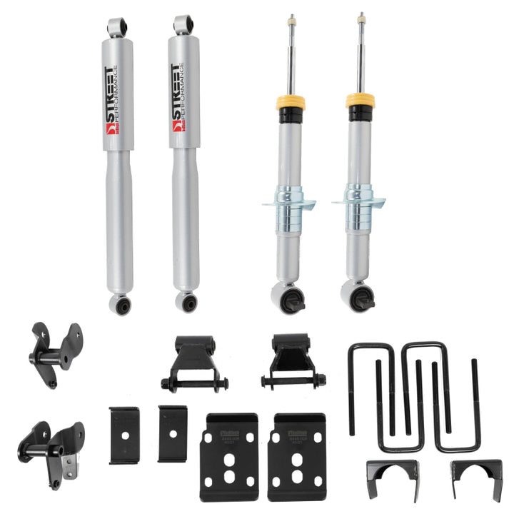 Belltech 2021+ Ford F-150 2WD 1-3.5in Front 4.5in Rear Complete Lower Kit with SP Shocks - Bull Strap