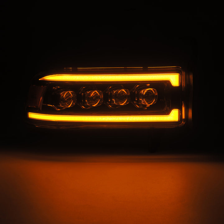 AlphaRex 94-01 RAM 1500 NOVA LED Proj Headlights Alpha-Blk w/Activ Light/Seq Signal/SB DRL - Bull Strap