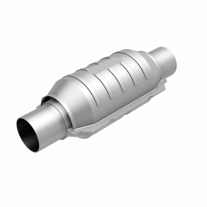 MagnaFlow Conv Univ 2in Inlet/Outlet Ctr/Ctr Round 9in Body L x 5.125in W x 13in Overall L 49 State - Bull Strap