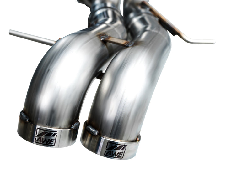 AWE Tuning 22-24 Ford Bronco Raptor 4WD Dual BashGuards Cat-Back SwitchPath Exhaust (No Tips) - Bull Strap